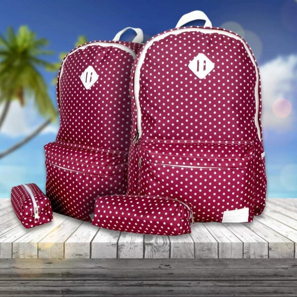 Pembe Puantiyeli Okul Çantası Fil Peluş Oyuncak İkili Set - 3