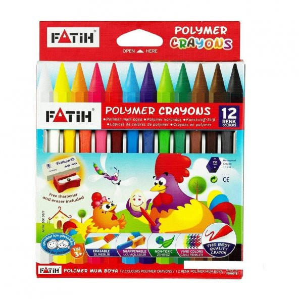 Fatih Polymer Crayons Mum Boya 12 Renk