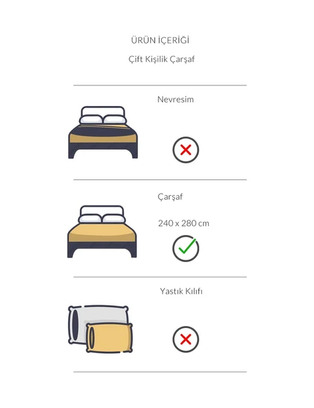 Varol Eris Serisi Pamuk Saten Çift Kişilik Otel Çarşafı 240X280 83 Tel - 3