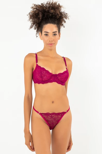 DoReMi Balenli Dolgusuz Dantel Fantezi Sütyen Takım - 6