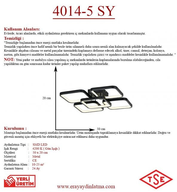 Eray Aydınlatma 4014-5 Siyah Led Avize - Resim 3