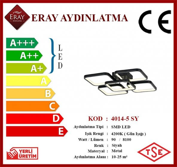 Eray Aydınlatma 4014-5 Siyah Led Avize - Resim 4