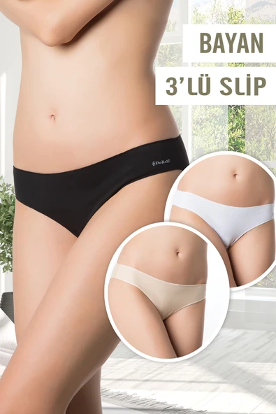 DoReMi 3'Lü %100 Doğal Pamuk Rahat Kalıp Penye Kadın Slip Külot - Resim 11
