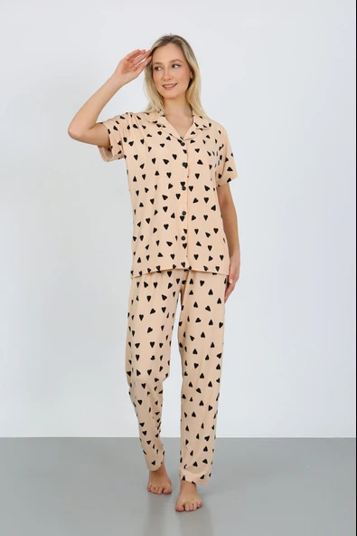 Nisanca Kısa Kollu Milan Gömlek Pijama Takımı- Genç Anne Serisi - 8
