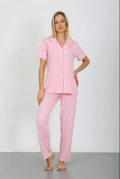 Nisanca Kısa Kollu Milan Gömlek Pijama Takımı- Genç Anne Serisi - 12