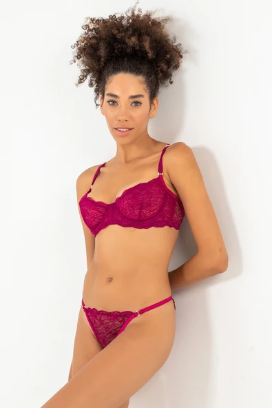 DoReMi Balenli Dolgusuz Dantel Fantezi Sütyen Takım - 9