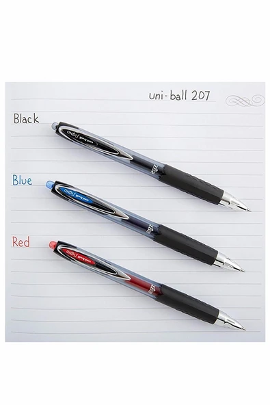 Siyah Pilot Kalem 3 Adet Uniball Signo 207 0.7 mm Roller Uçlu Pilot Kalem Umn-207 Likit Mürekkepli Pilot Kalem Jel Kalem - 3