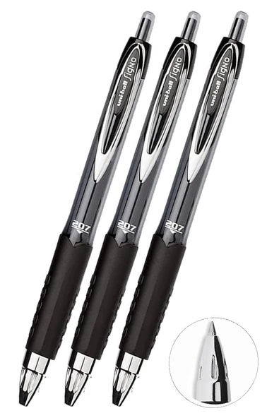 Siyah Pilot Kalem 3 Adet Uniball Signo 207 0.7 mm Roller Uçlu Pilot Kalem Umn-207 Likit Mürekkepli Pilot Kalem Jel Kalem