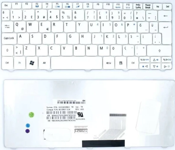 Acer Aspire kav50 Uyumlu Notebook Klavyesi  Beyaz - TR