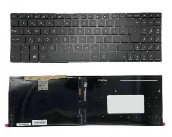 Asus N580G Uyumlu Notebook Klavyesi - Siyah - TR - Backlit