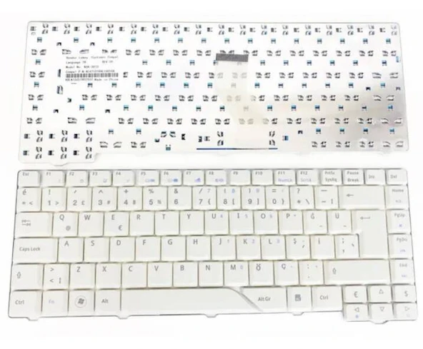 Acer Aspire 4715 Uyumlu Notebook Klavyesi - Beyaz (Açık Gri) - TR