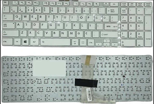 Toshiba Satellite L50D Uyumlu Notebook Klavyesi  - Beyaz - TR - Çerçeveli