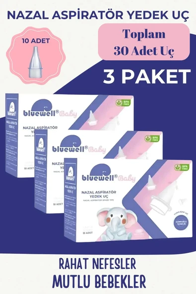 BLUEWELL ORTHOPEDICS PRODUCTS 3X Otribebe Brunobaby Weebaby Uyumlu Nazal Aspiratör Yedek Uç Burun Aspiratörü 3 ADET