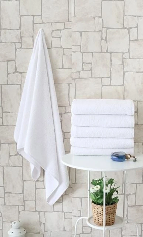 Nevresim Dünyası Otel Tipi 6'lı 70x140 Banyo Havlusu Beyaz