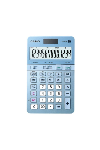 Casio Js-40b-bu Mavi Profesyonel 14 Hane Masa Üstü Hesap Makinesi