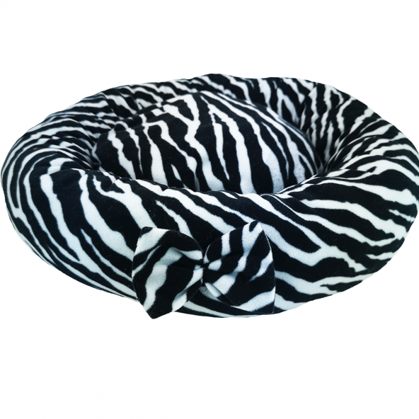 Polar Simit Kedi Yatağı, Küçük Irk Köpek Yatağı 50cm - Zebra