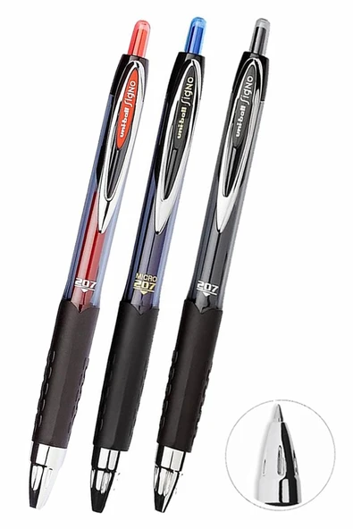 Mavi Siyah Kırmızı Pilot Kalem 3 Adet Uniball Signo 207 0.7 mm Roller Pilot Kalem Umn-207 Likit Mürekkepli Pilot Kalem