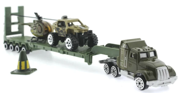 Tır Arazi Aracı ve Helikopterli Metal Askeri Araç Seti - 2
