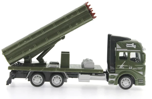 Sürtmeli Die Cast Metal Roketatar Rampalı Askeri Kamyon - 4