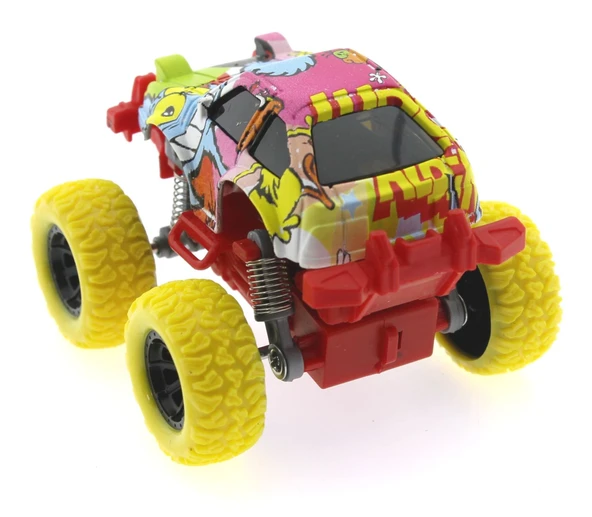 Die Cast Çizgi Film Desenli Sarı Teker Araba - 5