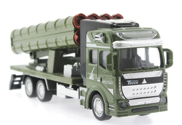Sürtmeli Die Cast Metal Roketatar Rampalı Askeri Kamyon - 3