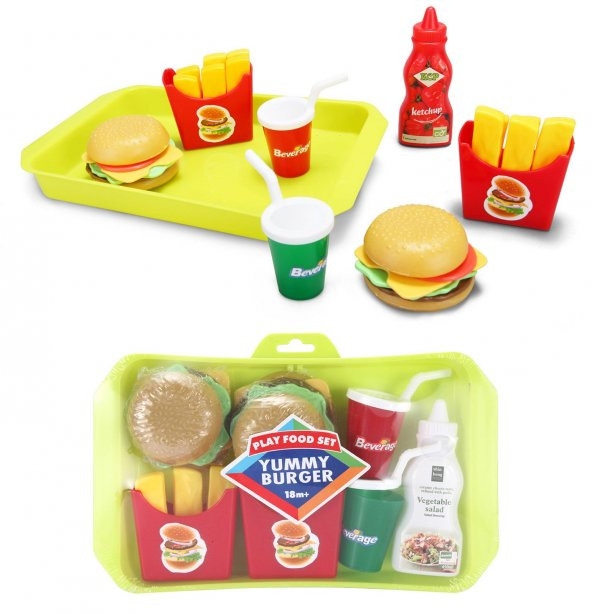 Tepsili Oyuncak Hamburger Seti