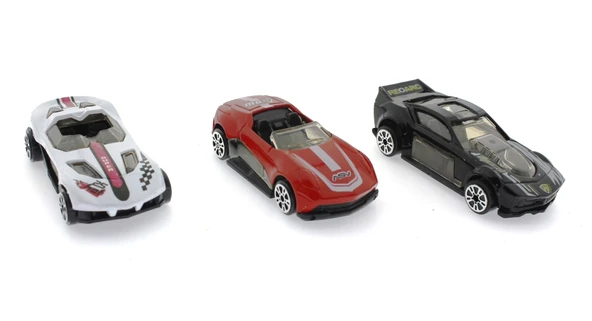 Die Cast Metal 3'lü Yarış Arabaları Siyah Araçlı - 3