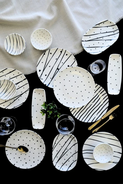 TABAK EVİ Porselen Dash Kahvaltı Takımı 6 Kişilik 14 Parça TVL14KAHPRS1103 - 3