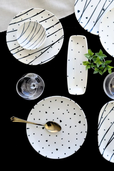 TABAK EVİ Porselen Dash Kahvaltı Takımı 6 Kişilik 14 Parça TVL14KAHPRS1103 - 4