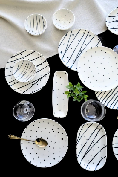 TABAK EVİ Porselen Dash Kahvaltı Takımı 6 Kişilik 14 Parça TVL14KAHPRS1103 - 2