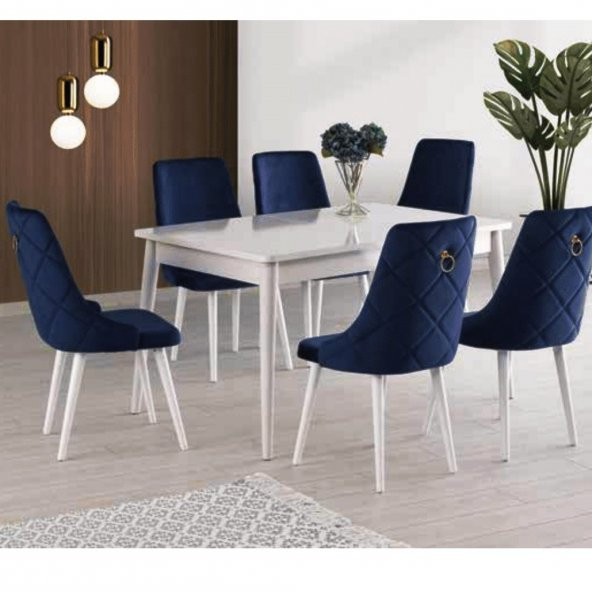 Kitabeli Sahra Masa Duz Beyaz Alya Sandalye Mavi - 2