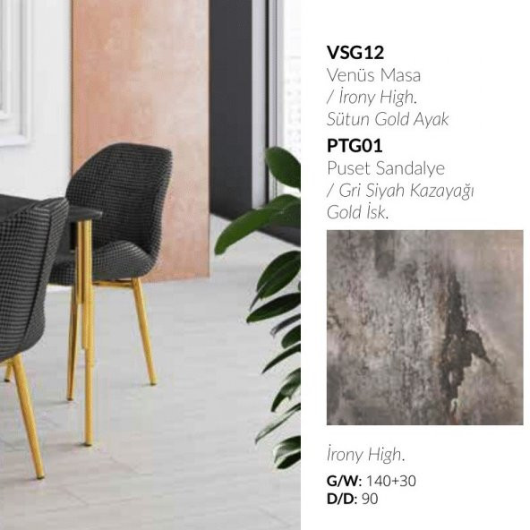 Venus Masa Irony Puset Sandalye Gri - 4