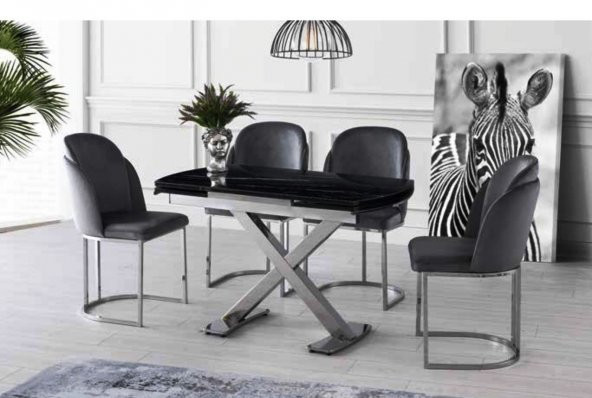 Anka Masa Cam Limon Sandalye Gri - 5