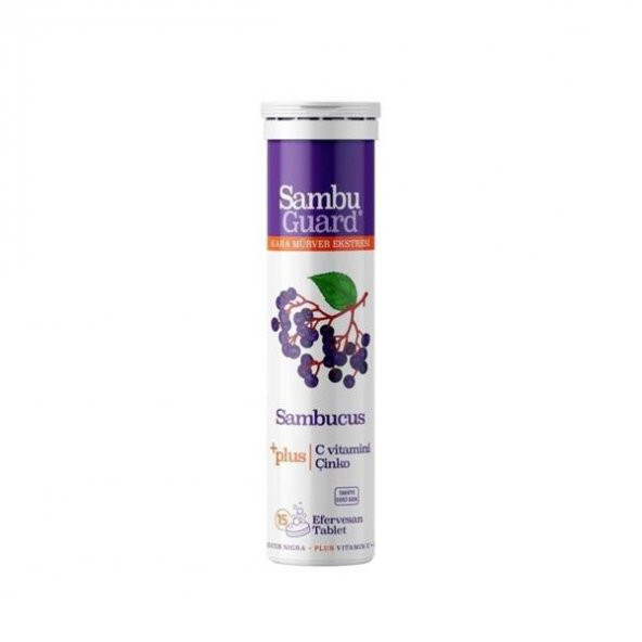 Sambuguard Sambucus Kara Mürver Ekstresi+C Vitamin+Çinko 15 Efervesan Tablet SKT:01/2023 - 1
