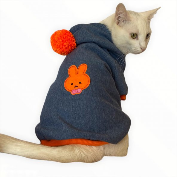Orange Bunny Kapşon Ponponlu Sweatshirt Kedi Süeteri Kedi Kıyafeti