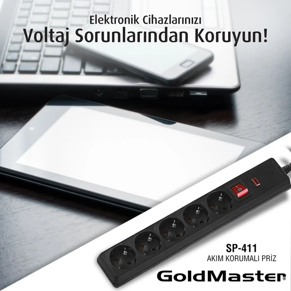 GOLDMASTER SP-411 BEŞLİ AKIM KORUMALI PRİZ 1.5MT 6522411 - 2
