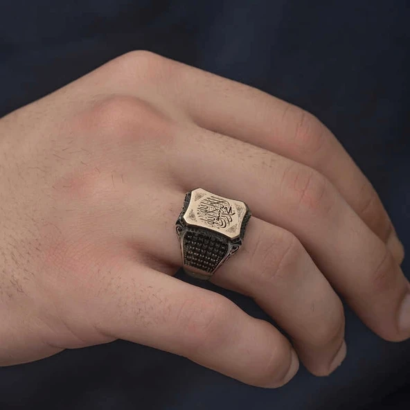 Gümüş Kelime-i Tevhid Yazılı Erkek Yüzük - 6