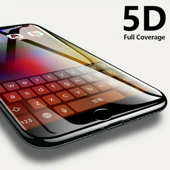 Apple iPhone X 5D Ekran Koruyucu Kırılmaz Cam -Beyaz