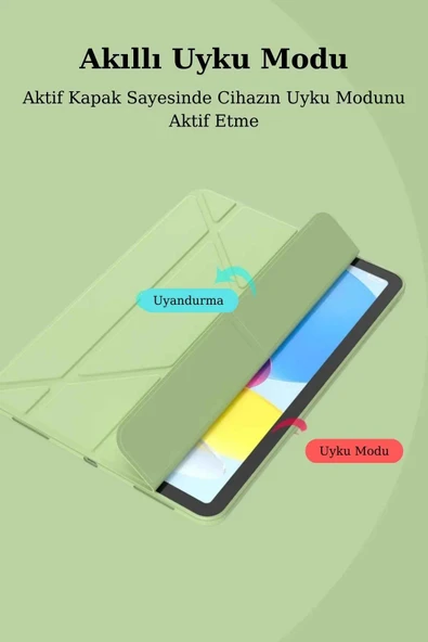 Apple iPad 11. Nesil Uyumlu 11 inç Kalem Bölmeli Standlı Fuchsia Tri Folding Tablet Kılıfı - Resim 12