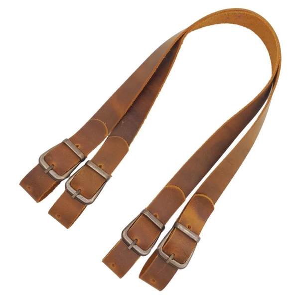 Çanta Aksesuar Gerçek Deri Asimetrik Sap Crazy Oil Hardal Sarı Antik Metalli - 2