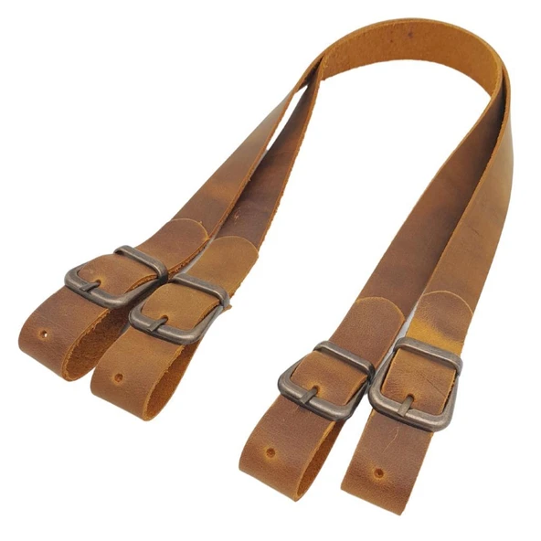 Çanta Aksesuar Gerçek Deri Asimetrik Sap Crazy Oil Hardal Sarı Antik Metalli - 3