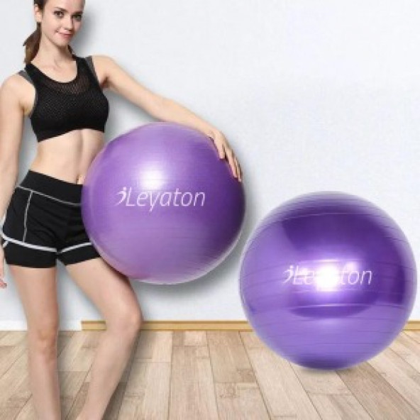 Leyaton Mor 55 cm Pilates Topu Büyük Boy Kalın Yoga Pilates Top
