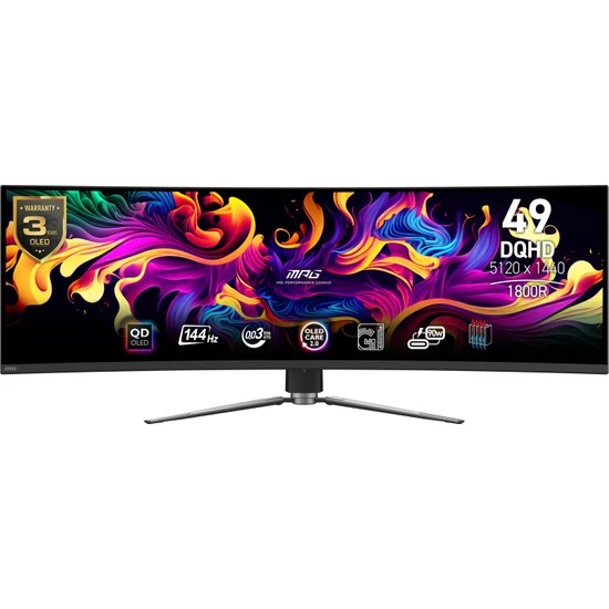 MSI 49 MPG 491CQP QD-OLED 5120 x 1440 DQHD 32:9 CURVE QD-OLED 144HZ 0.03MS ADAPTIVE-SYNC GAMING MONITOR