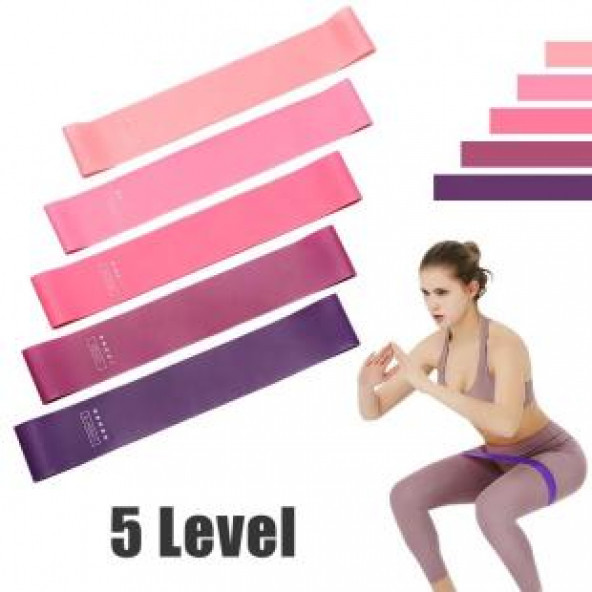 Latex Band 5 Li Farklı Dirençte Squat Bandı
