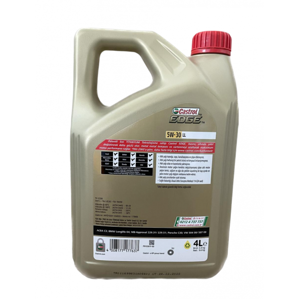 Castrol Edge 5W-30 LL 4 lt Motor Yağı - 2025 - 2