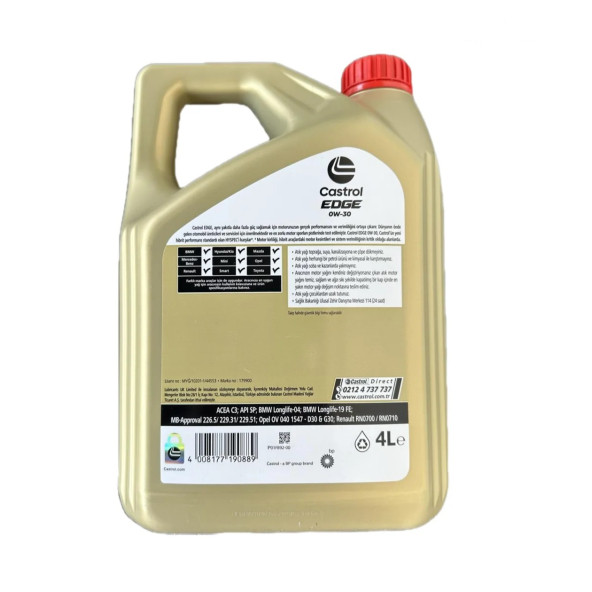 Castrol Edge 0W-30 LL 4 lt Motor Yağı - 2024 - 2