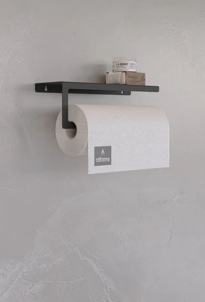 Modern Raflı Paslanmaz Çelik Metal Rulo Kağıt Havluluk Peçetelik Banyo Mutfak Düzenleyici Siyah