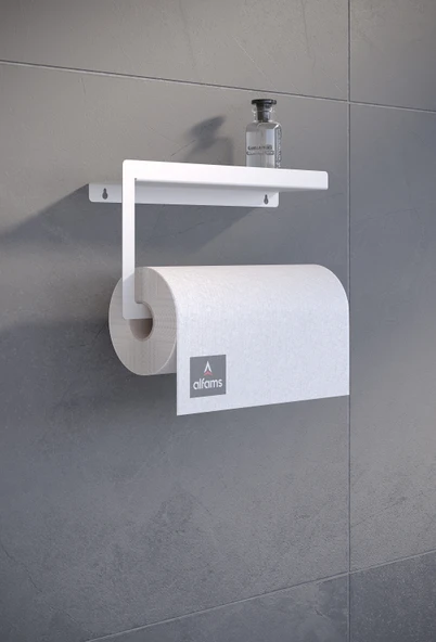 Modern Korumalı Raflı Paslanmaz Çelik Metal Rulo Kağıt Havluluk Peçetelik Banyo Mutfak Düzenleyici Beyaz