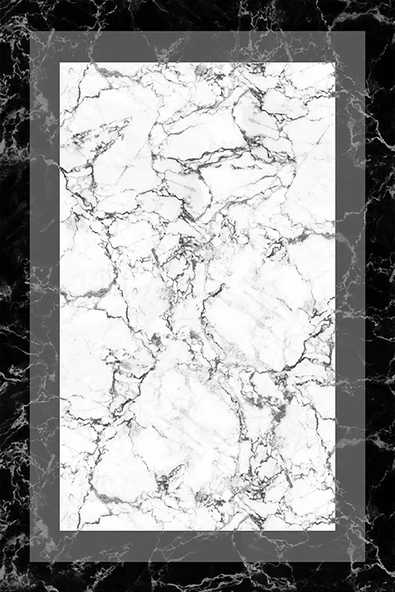 Frenda Home Çerçeve Mermer Desen Kaymaz Deri Taban Dekoratif Halı  GRİ 160X230