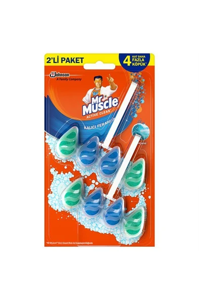 Mr. Muscle Active Clean Klozet Blok Tuvalet Temizleyici, Marine, 2'li Paket, 77.2g
